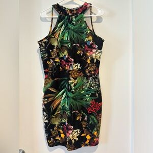 New tropical floral body con dress